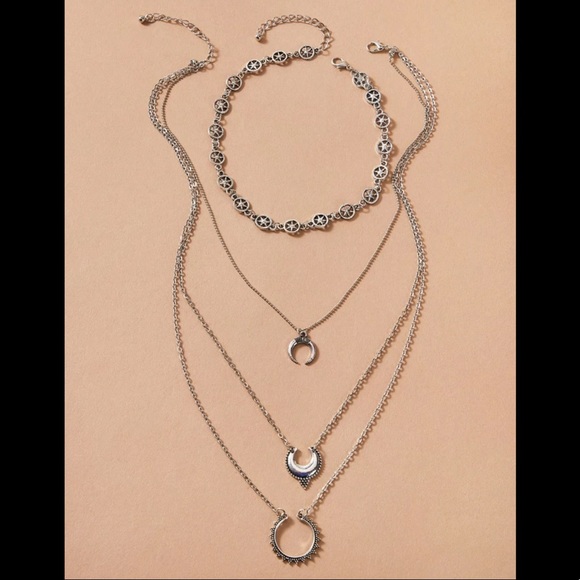 LAST ONE 2 pc Rustic Crescent Layered Necklace - Picture 4 of 5